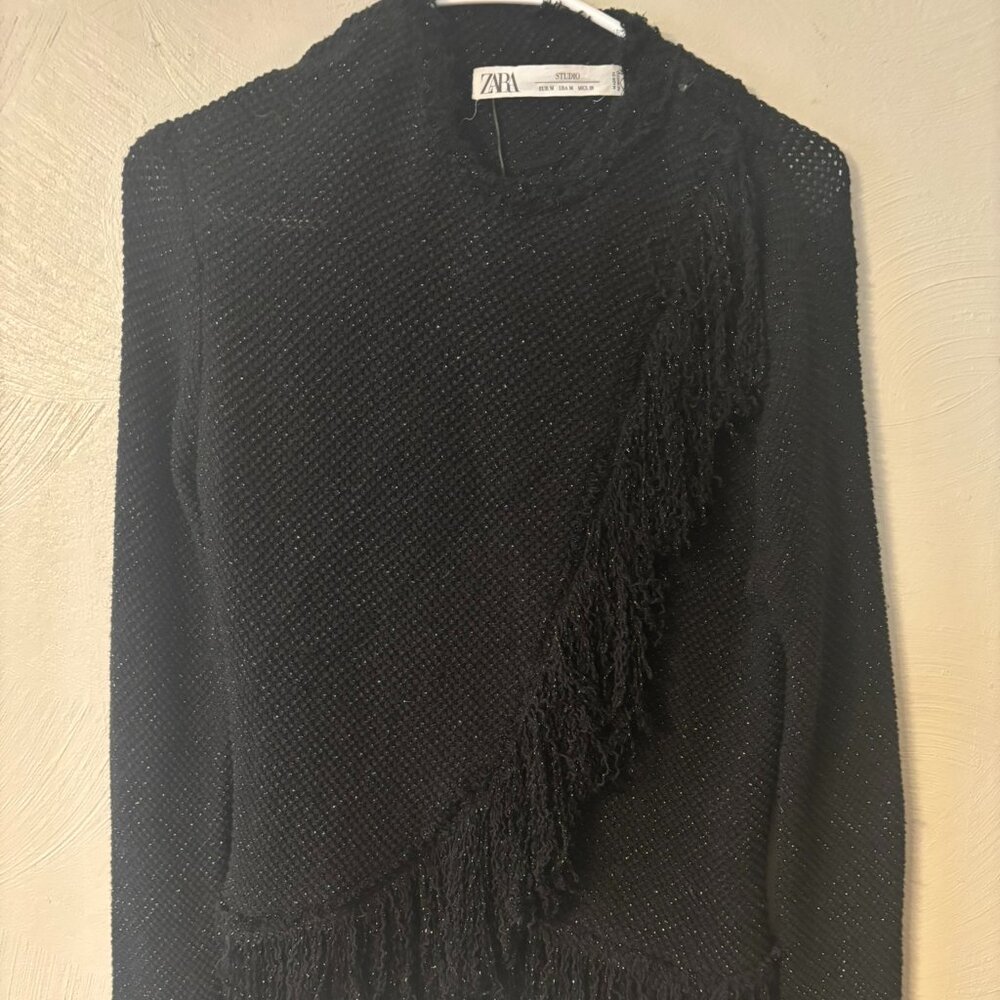 ZARA Studio Limited Edition Shimmer Fringe Cardigan Sz Medium